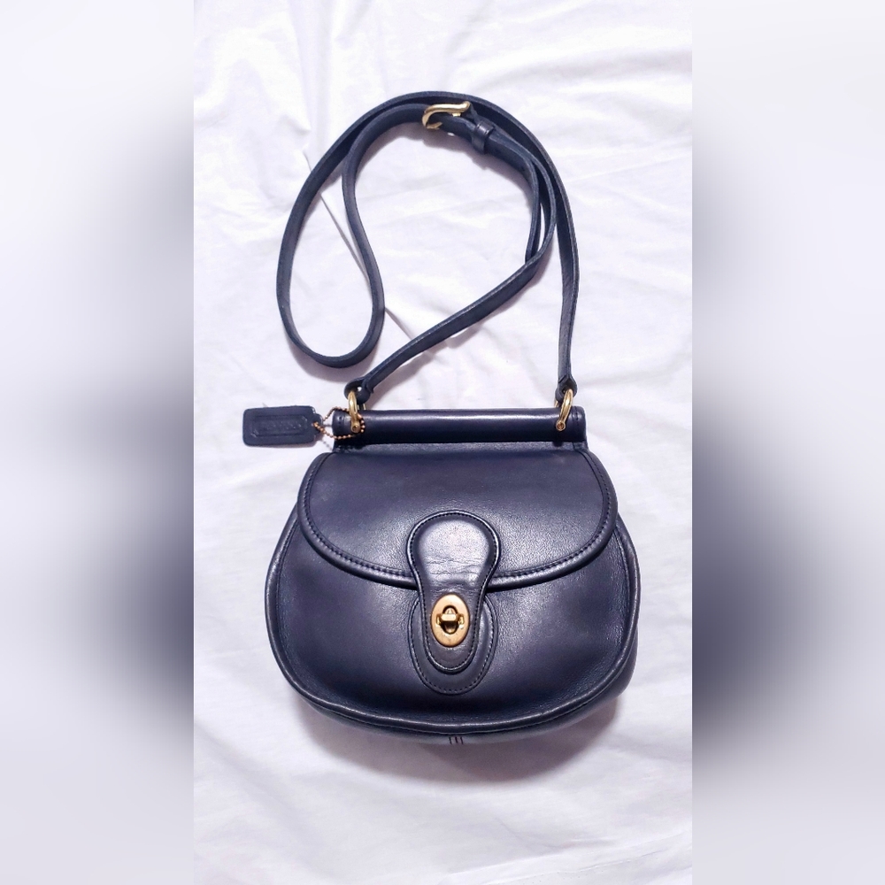 Vintage Coach Post Pouch 9960 Navy Crossbody Handbag Purse